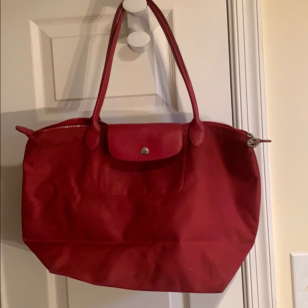 Longchamp red large tote